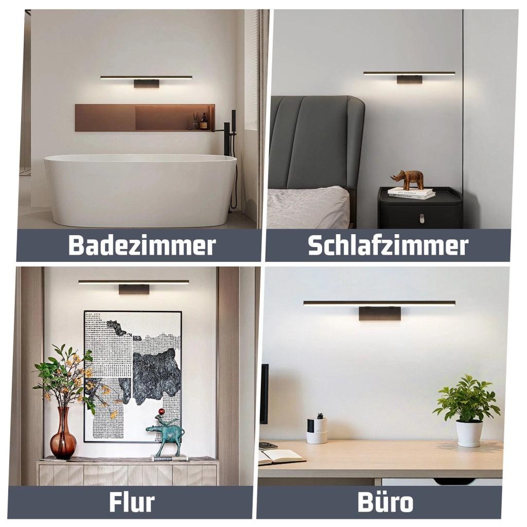 ZMH Lampada da specchio a LED per bagno 60 cm lampada da parete 13 W nero opaco bianco neutro cucina corridoio