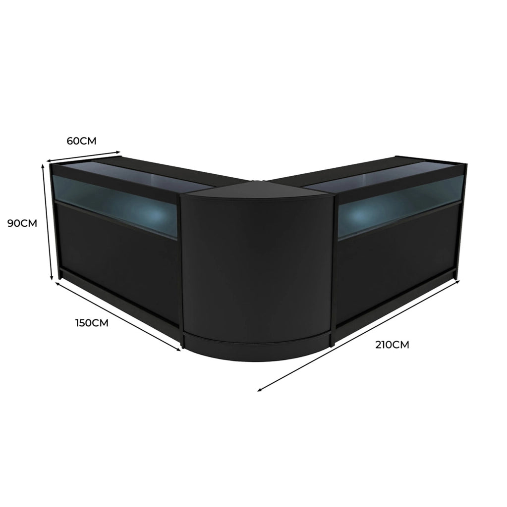 Set Banconi Negozio Iris LED B1500 CM60 Nero con Vetrina e Serratura
