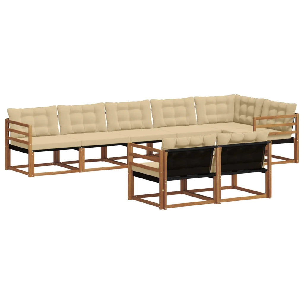 Set di divani da esterno con cuscino 8 pcs Naturale e Beige