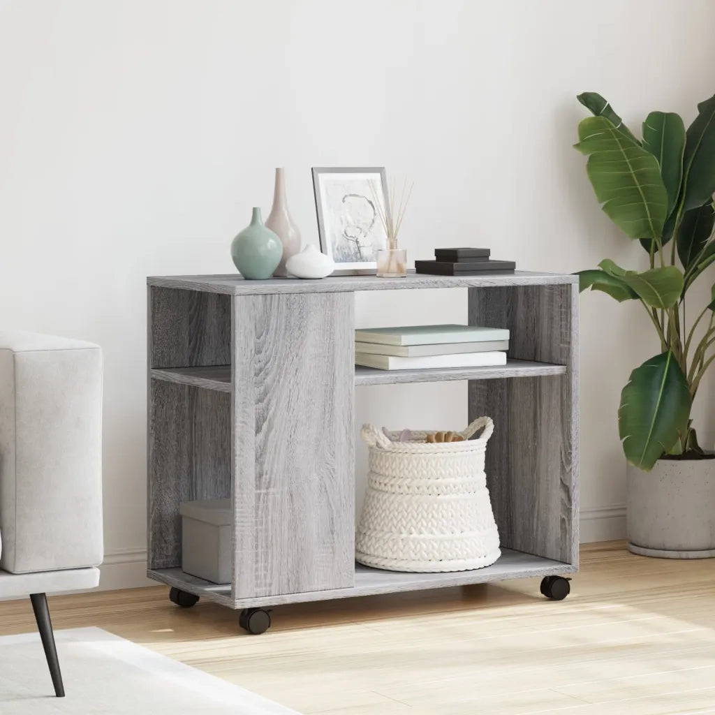 Tavolino con Ruote Grigio Sonoma 70x35x60 cm in Truciolato 853151