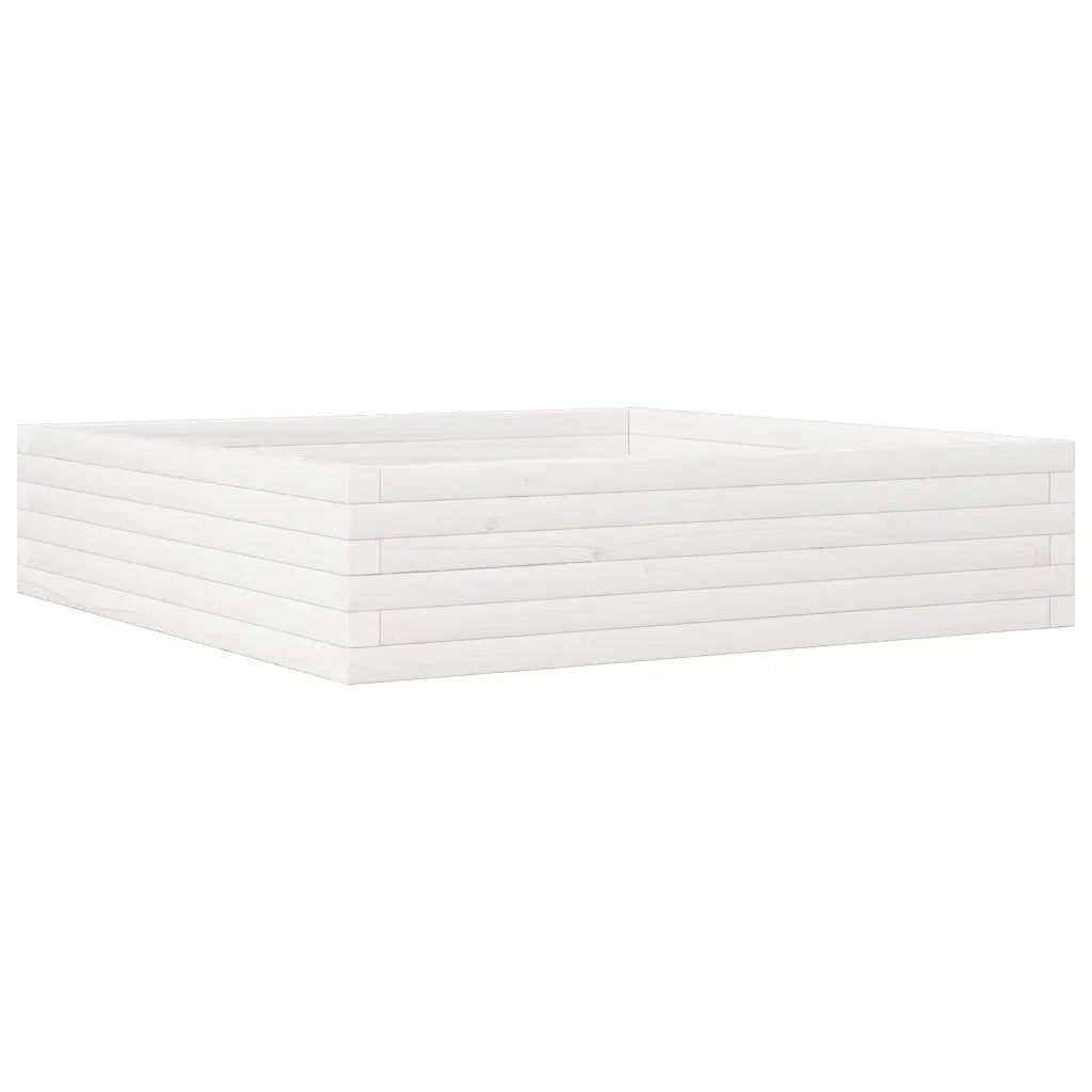 Fioriera da Giardino-Vaso da Esterno Bianca 100x100x23 cm Legno Massello Pino