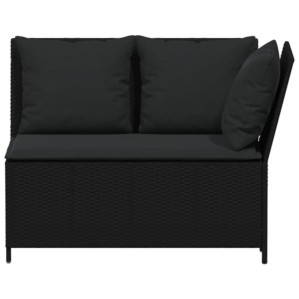 Set Divani da Giardino 3 pz | Set Salotto da Giardino con Cuscini in Polyrattan Nero