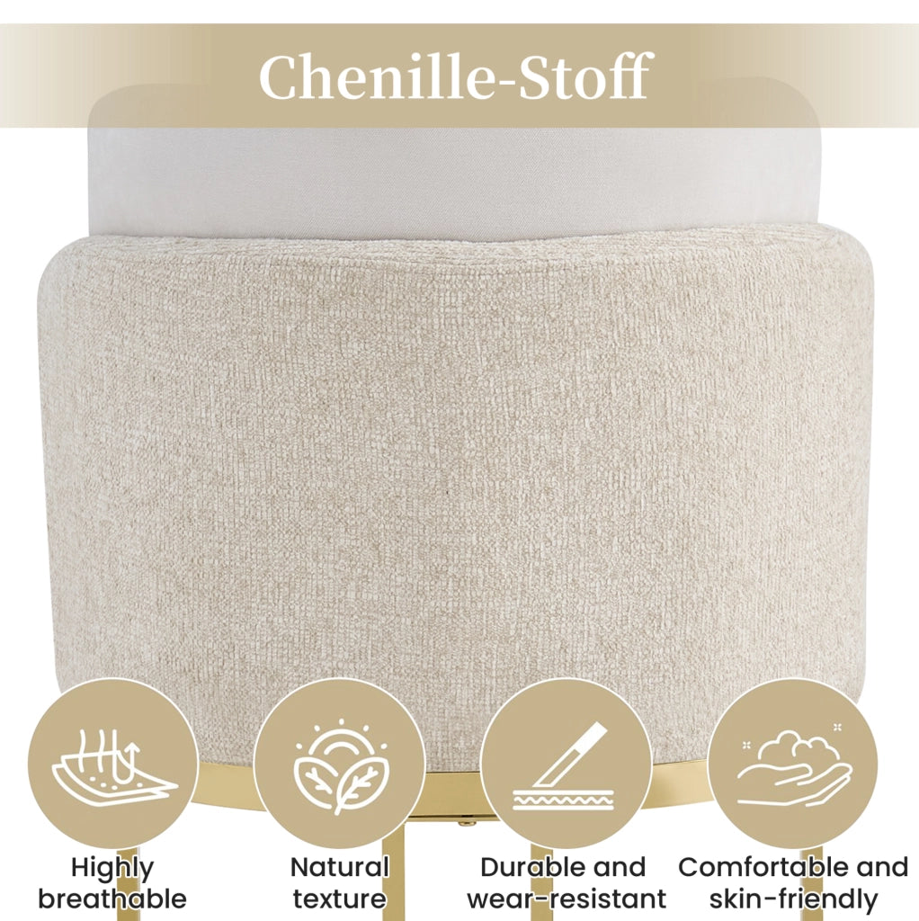 Set di 2 sedie da pranzo in ciniglia beige e oro