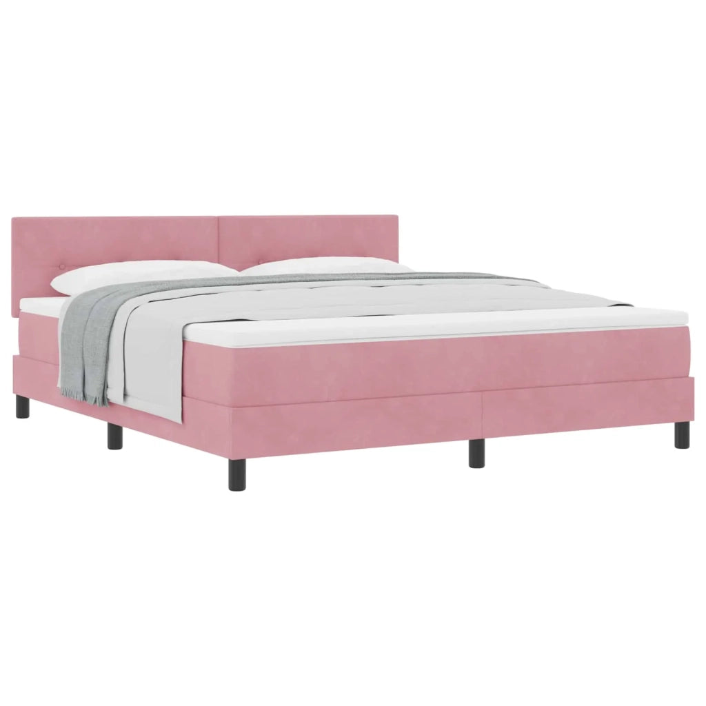 Letto a molle con materasso Rosa 180 x 200 cm Velluto 3339193