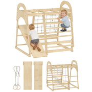 Set arrampicata interno 6-in-1 ¨C Xylo ¨C con scivolo, scala, rete e parete, legno, 3-6 anni