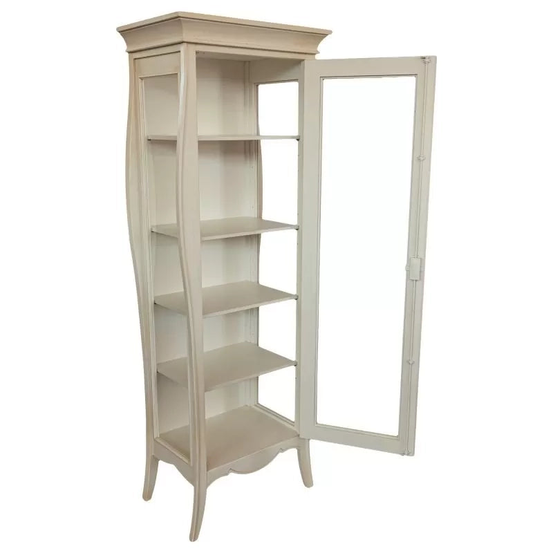 Vetrina sagomata 1 porta legno shabby bianco anticato 71x48x204 (3095) - Mobili 2G