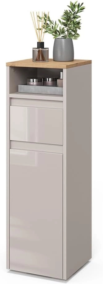 mobiletto bagno Majest, Cachemire, 30.2 x 96.3 cm con cassetto e anta, per la conservazione di accessori da bagno e combinabile
