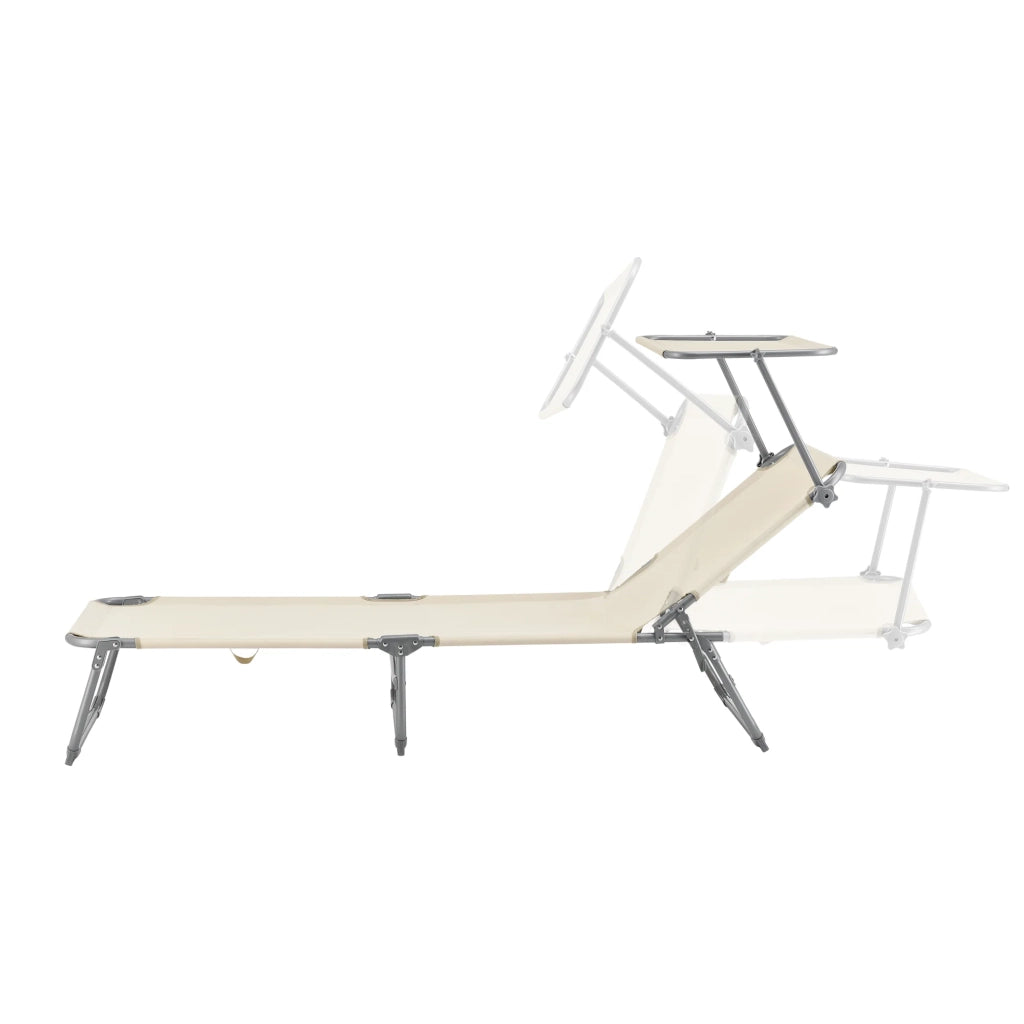 Lettino prendisole con parasole acciaio poliestere argento opaco beige 03_0006410