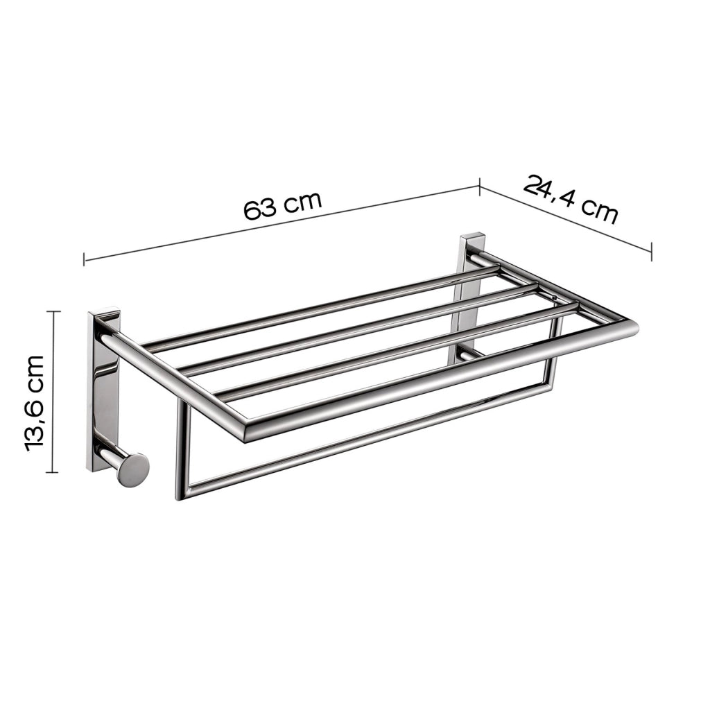 Mensola portasciugamani doppia da muro in acciaio inox AISI 304 Gedy 5035 serie PROJECT Cromato