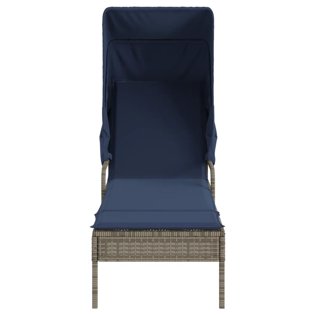 Lettino prendisole con tettuccio e Tavolino in Polyrattan Grigio 368204