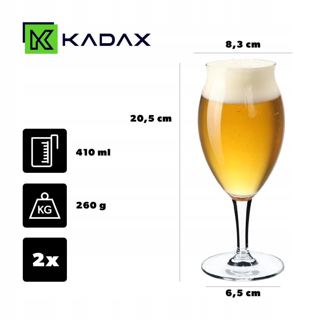 Boccale da birra KADAX, bicchiere da birra, calice alto in vetro, 410 ml, 2 pezzi