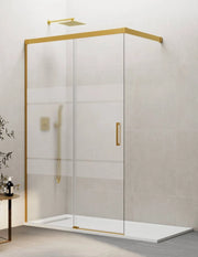 Porta doccia scorrevole 1+1 THALASSA (BASIC) walk-in 80 cm Profilo Oro vetro serigrafato