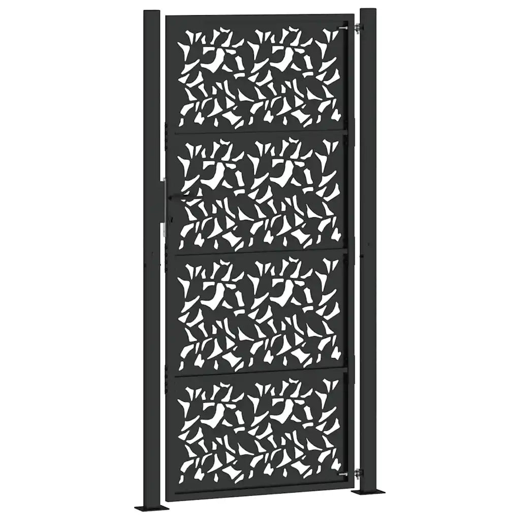 Cancello da giardino nero 100x200 cm in acciaio con design a foglia 4100963