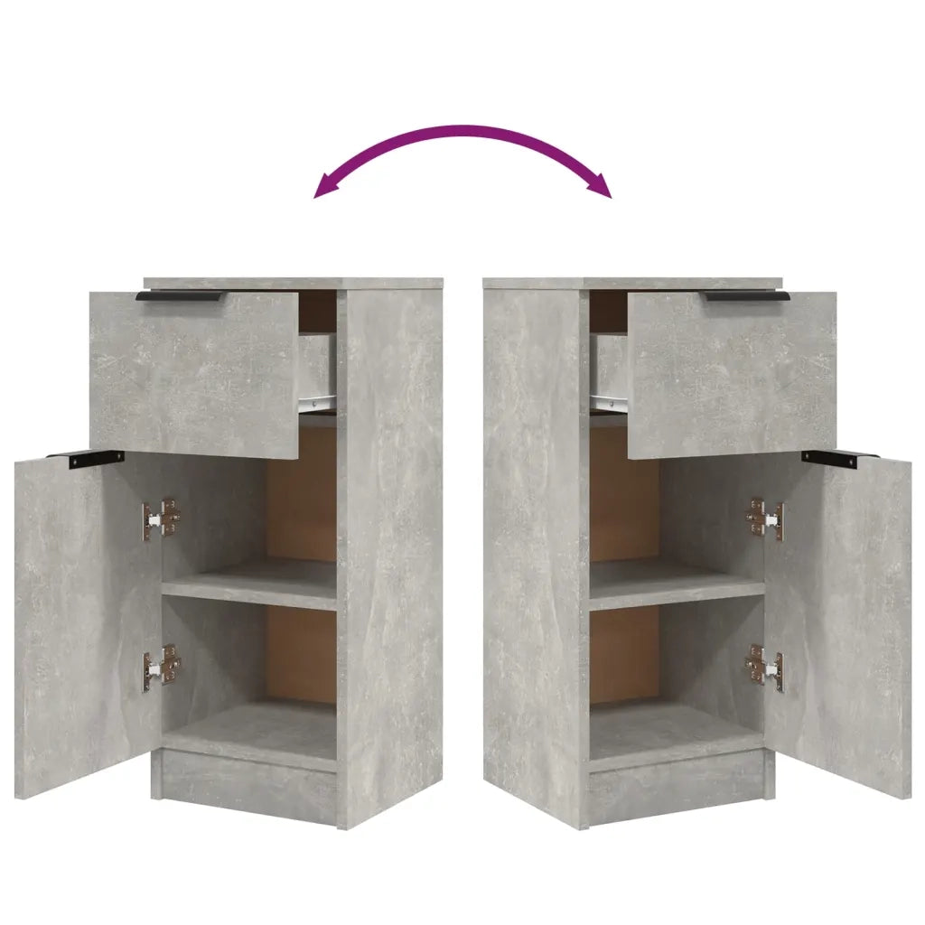 Credenze 2 pz Grigio Cemento 30x30x70 cm in Legno Multistrato