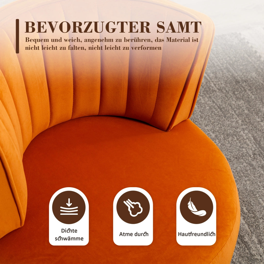 poltrona girevole 360Â° con schienale ergonomico e seduta imbottita in velluto arancione 62;5 Ã— 62 Ã— 69;5 cm