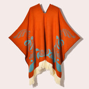 Sciarpa da viaggio da donna, stile etnico, con nappe, modello pullover, calda cappa decorativa da esterno in jacquard