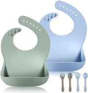 Due pezzi di placchette in silicone con 6 misure regolabili, incluse le cucchiaie e i cucchieri - set di utensili per bambini