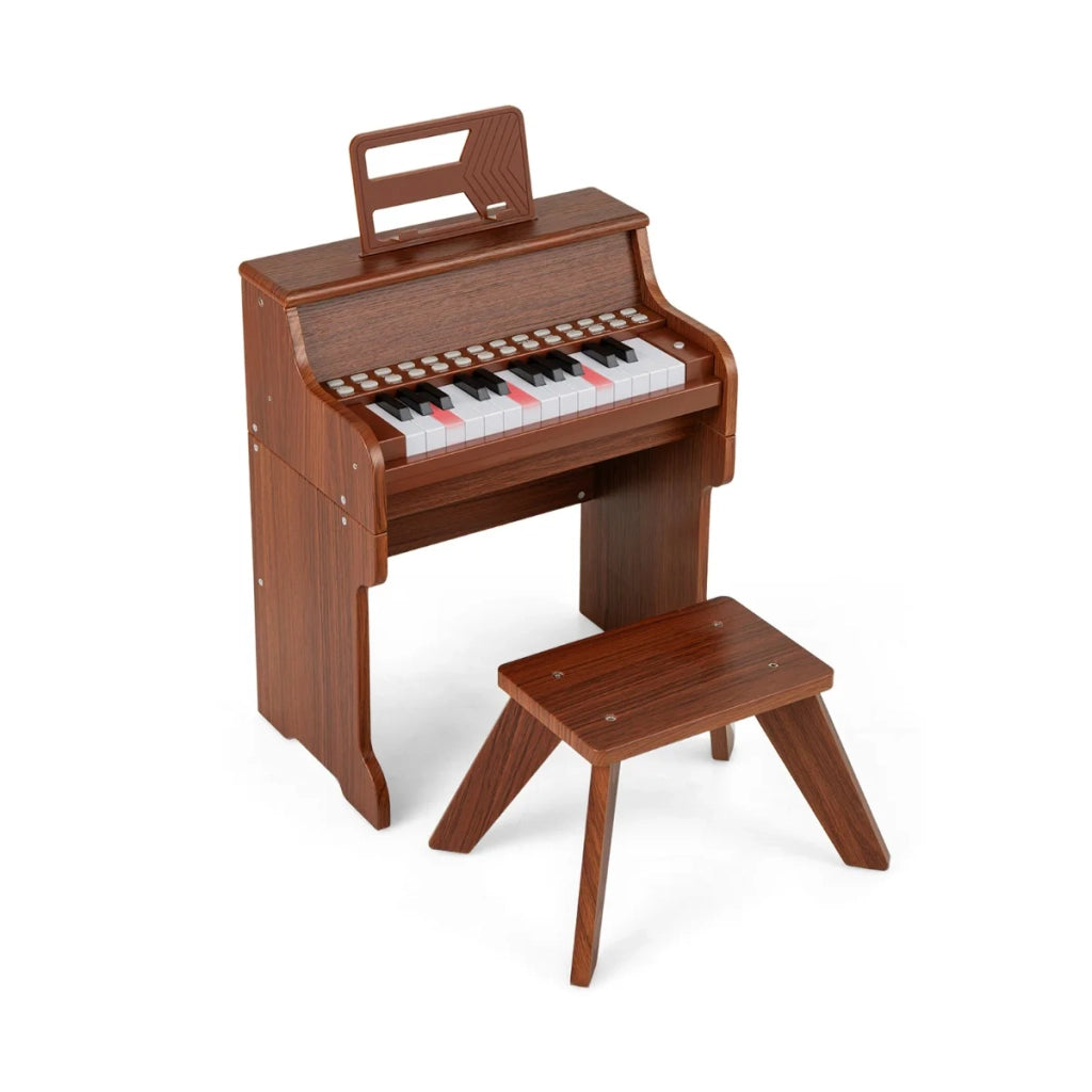 Tastiera digitale per pianoforte a 25 tasti 38 x 24 x 47 cm modalità di apprendimento ergonomica stile vintage MDF marrone 20_0018080