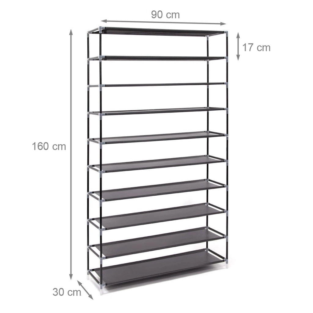 Scarpiera Salvaspazio XXL 45Paia Struttura Metallo e Tessuto TNT 90x30 H160cm Nero