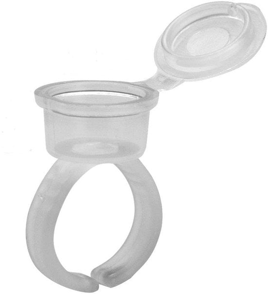 Set di anelli per tatuaggio 50pz - Otre con adesivo regolabile - Materiale plastico duraturo - Coperchio chiuso a chiave - Leggero - Facile da utilizzare - Set di contenitori per trucco