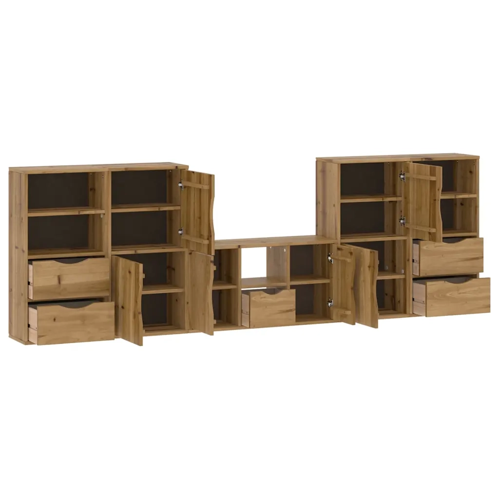 Mobile TV 5 pz-Mobile per TV-Credenza TV con Contenitore ODDA in Legno Massello di Pino 687603