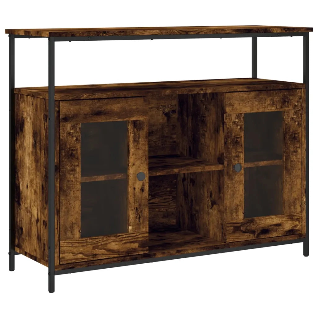 Credenza Rovere Fumo 100x35x80 cm in Legno Multistrato 835506