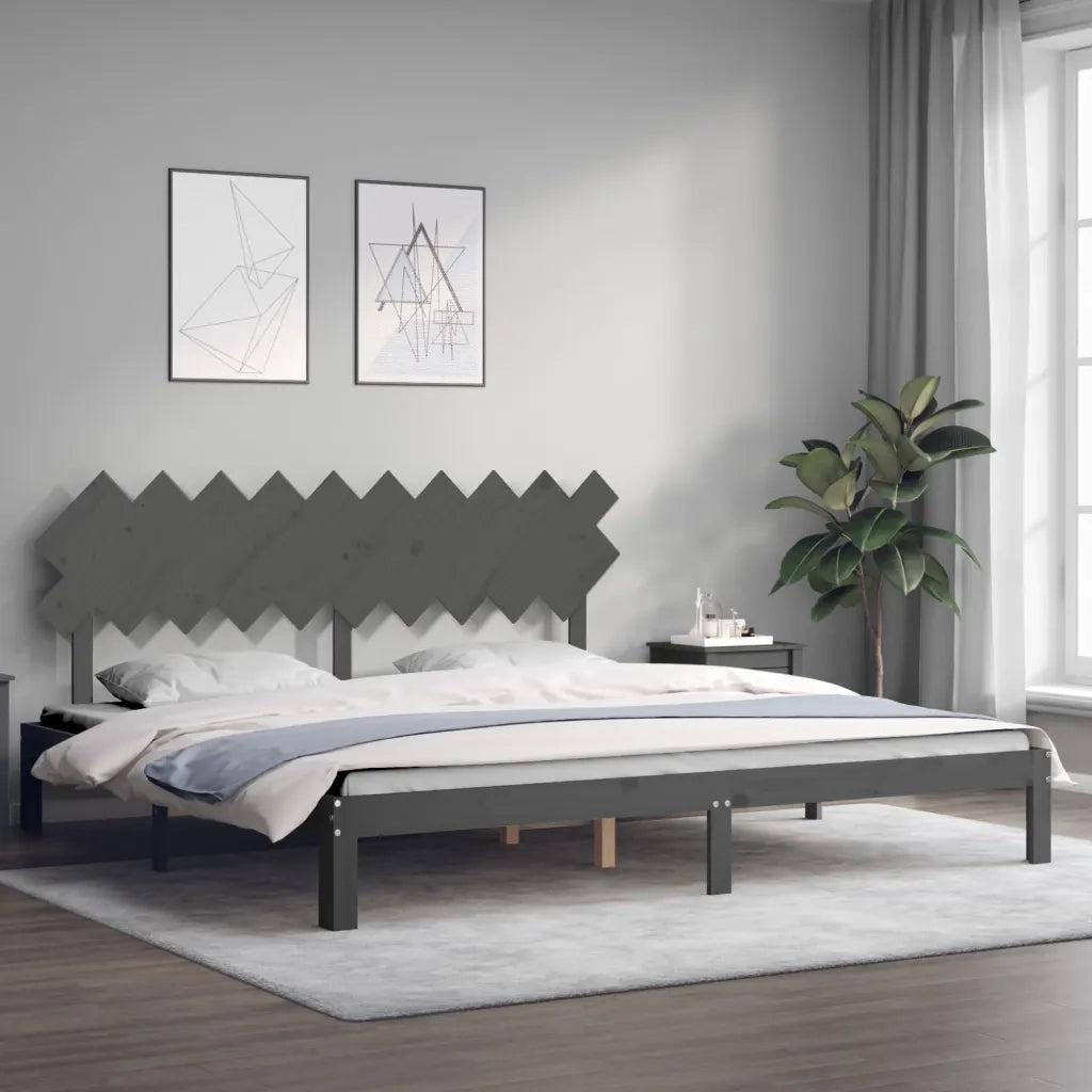 Giroletto con Testiera Grigio 200x200 cm in Legno Massellocod mxl 117529