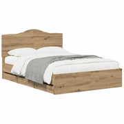Bed Frame with Storage and Headboard Artisan Oak 140 x 190 cm 3445821