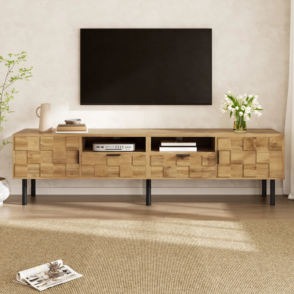 MOBILE TV 160 x 35 x 42,5 cm Effetto legno Naturale e Nero