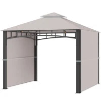 Gazebo da Giardino 3x3 m con Tenda Parasole Laterale, Altezza 288 cm, Cachi