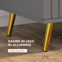 Cassettiera 4 Cassetti Moderna in Legno e Alluminio, 60x40x90 cm, Oro e Grigio Scuro