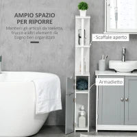 kleankin Colonna Bagno con 2 Ripiani e 2 Armadietti, in Legno, 15.2x29.8x118 cm, Bianco e Grigio