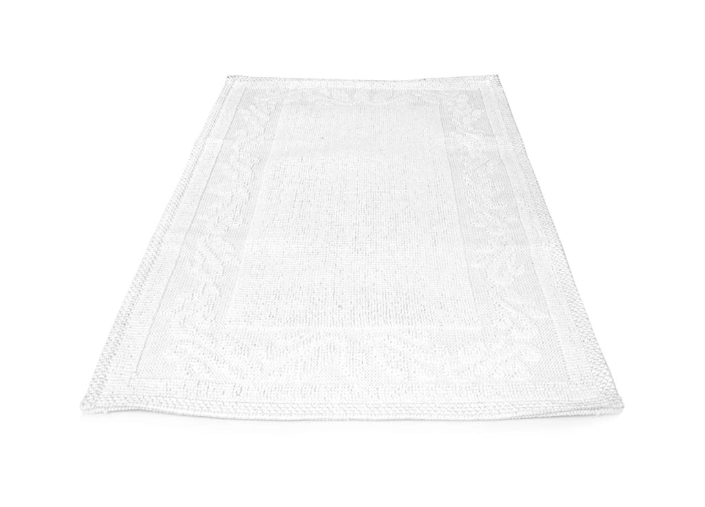 Tappeto Casa Bagno/Cucina Cotone Tinta Unita Disegno Annette Colore Bianco - 120x180 - Bianco