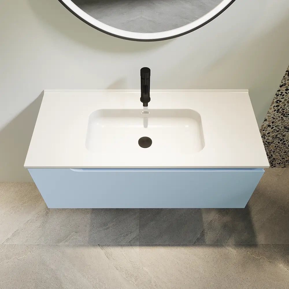 Mobile bagno sospeso 100 cm un cassetto color carta da zucchero con lavabo  | Moor