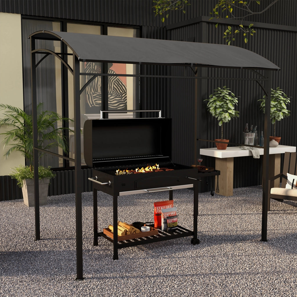Gazebo da Giardino con Appendini ¨C zephmum ¨C Grigio Antracite 215x150x220 cm