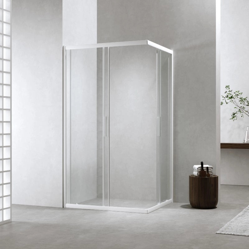 Box Doccia 80x100 Cm Scorrevole h190 Profili Bianco Opaco Cristallo 6mm Trasparente| Neat