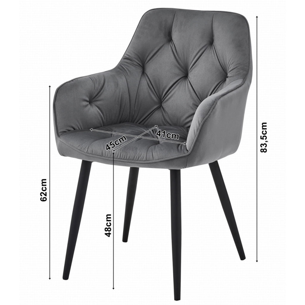 Set di 2 sedie Jork in velluto verde scuro con gambe nere