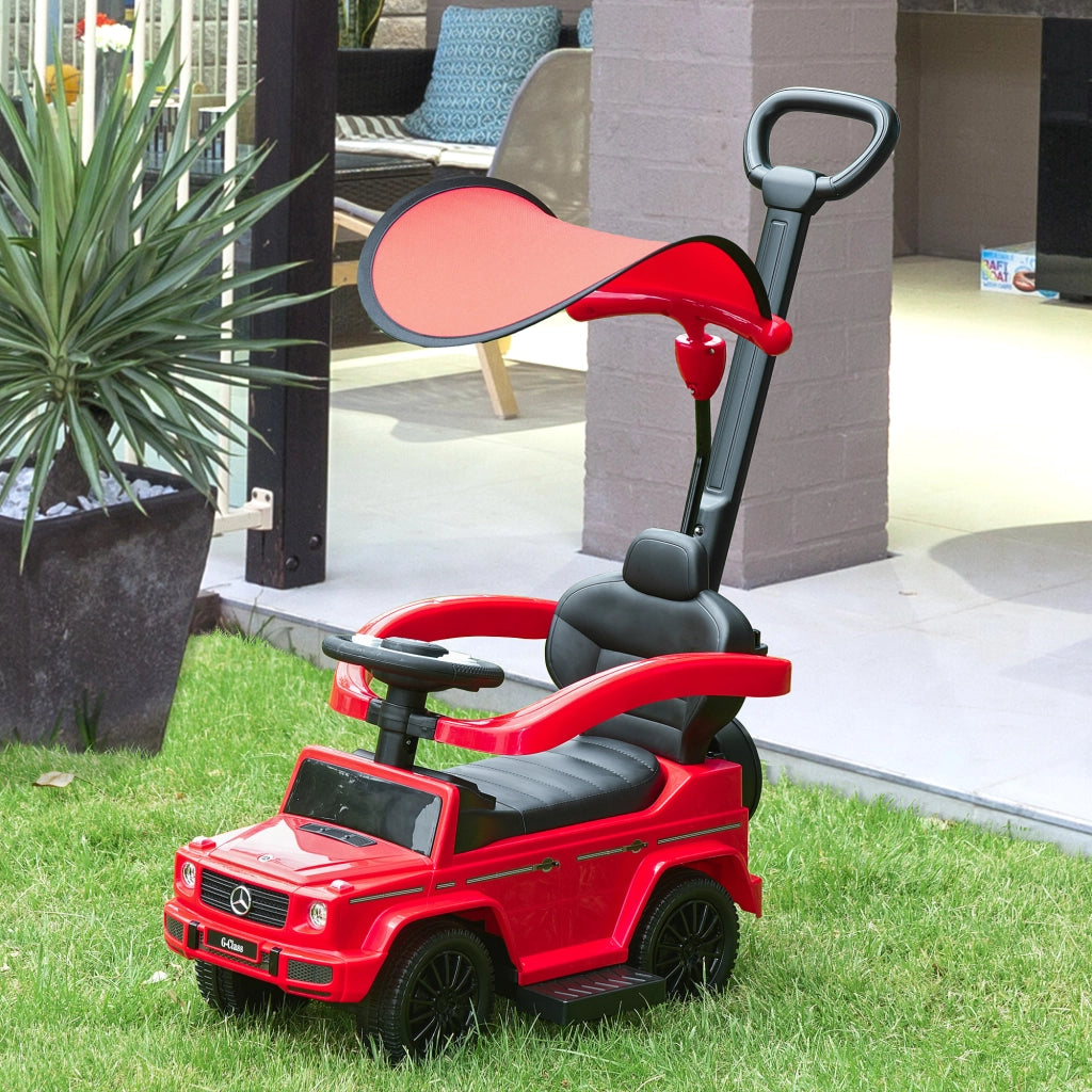 Macchina Cavalcabile a Spinta per Bambini 85,5x40,5x95 cm con Licenza Mercedes Benz G350 Tettuccio e Maniglia in PP