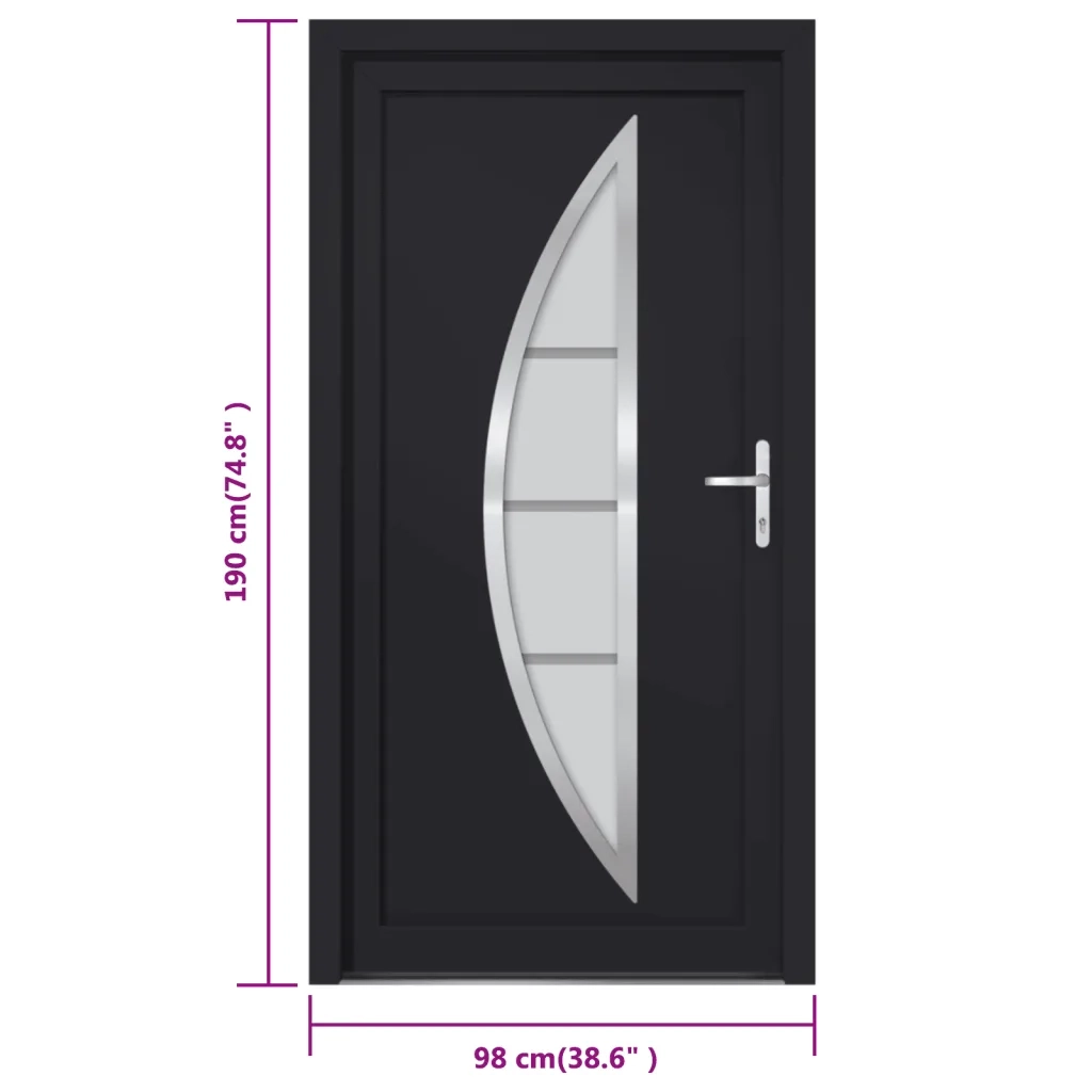 Porta Ingresso Antracite 98x190 cm in PVC 3187880