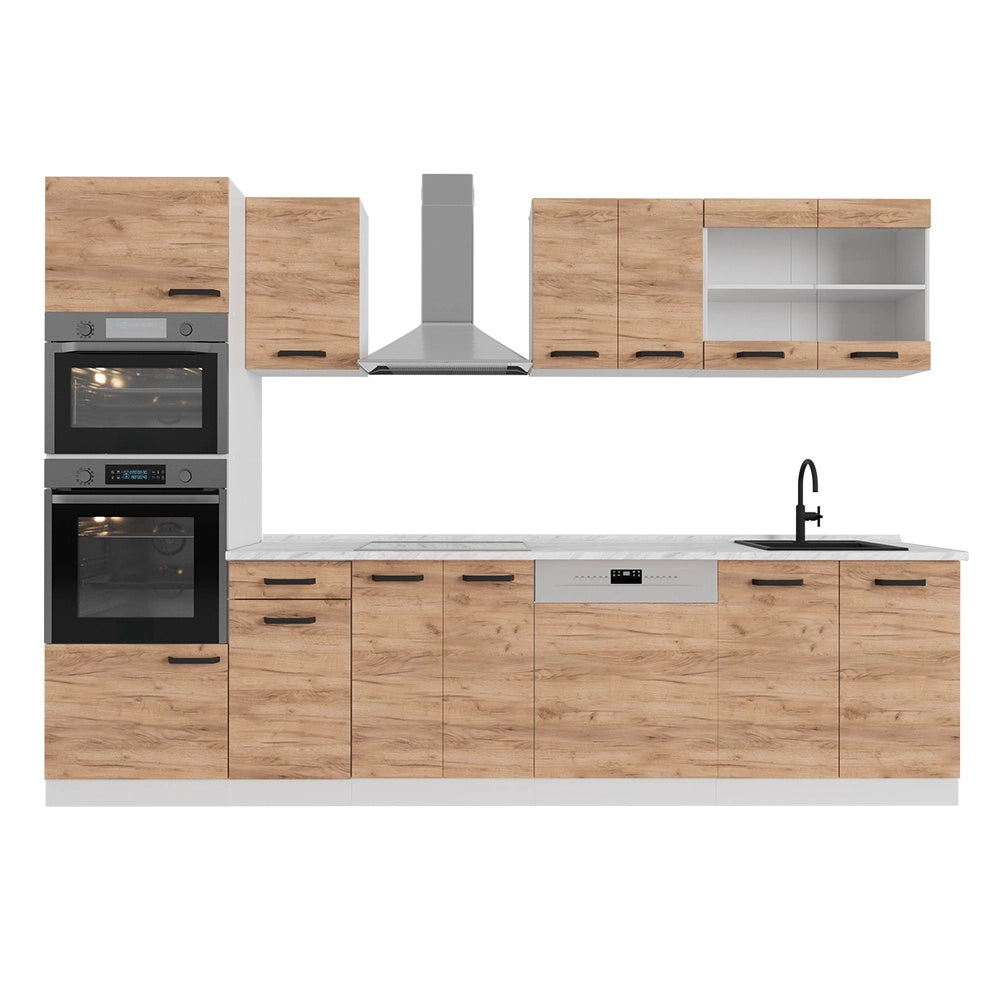 Cucina componibile R-Line Rovere dorato/Bianco 300 cm PL Rovere Vicco