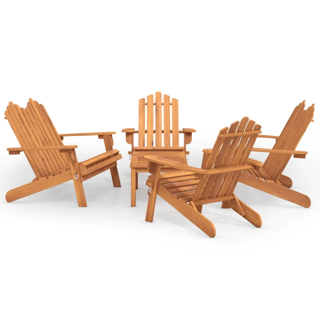 Set Salotto da Giardino Adirondack 5pz Legno Massello di Acacia