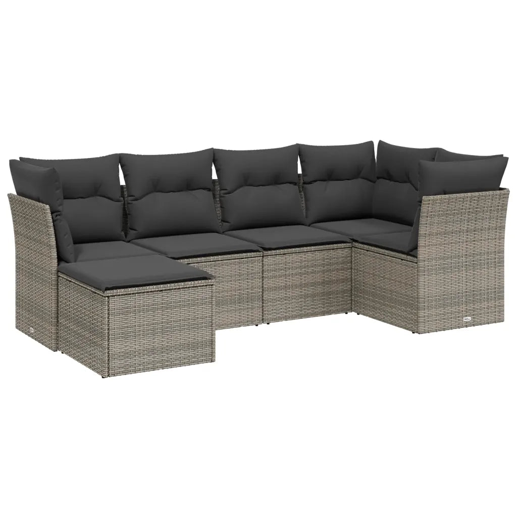Set Divano da Giardino 6 pz con Cuscini Grigio in Polyrattan 3263176