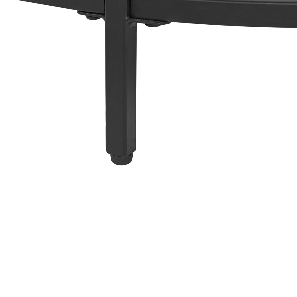 Tavolino rotondo piano in vetro temperato e metallo nero ø 70 cm