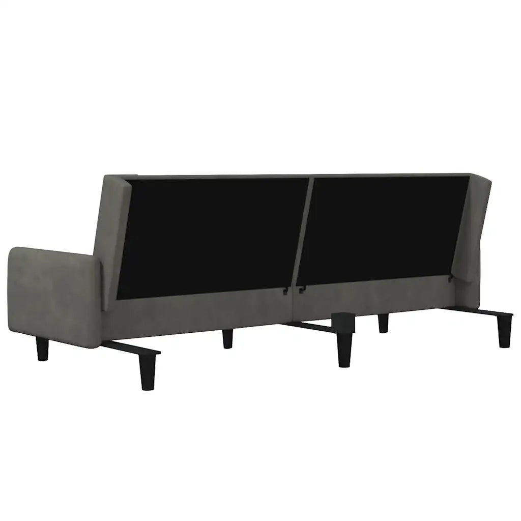 Divano Letto a 2 Posti Grigio Scuro in Velluto 375775