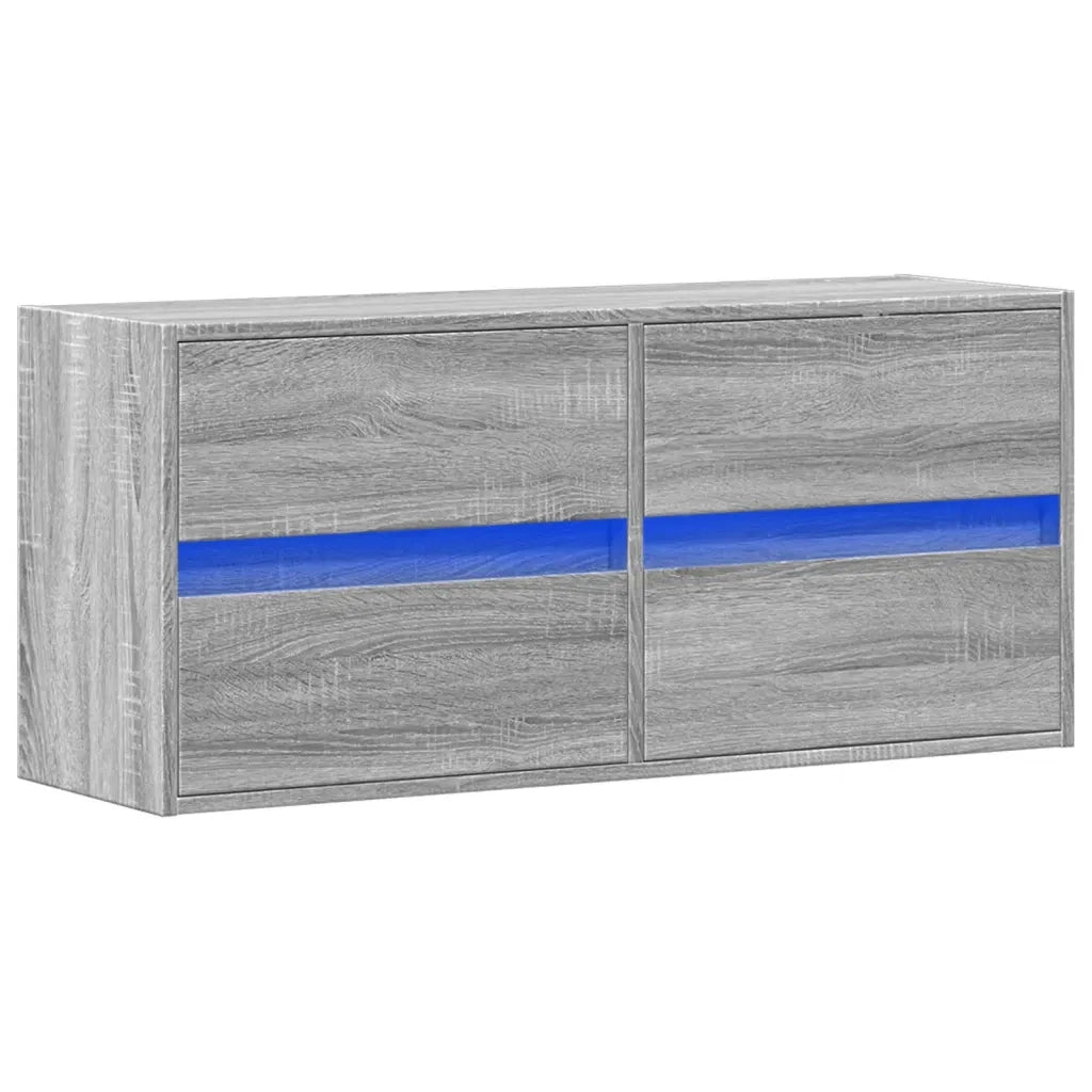 Mobile TV a Parete con Luci LED-Mobile TV a Muro Grigio Sonoma 100x31x45 cm 816159