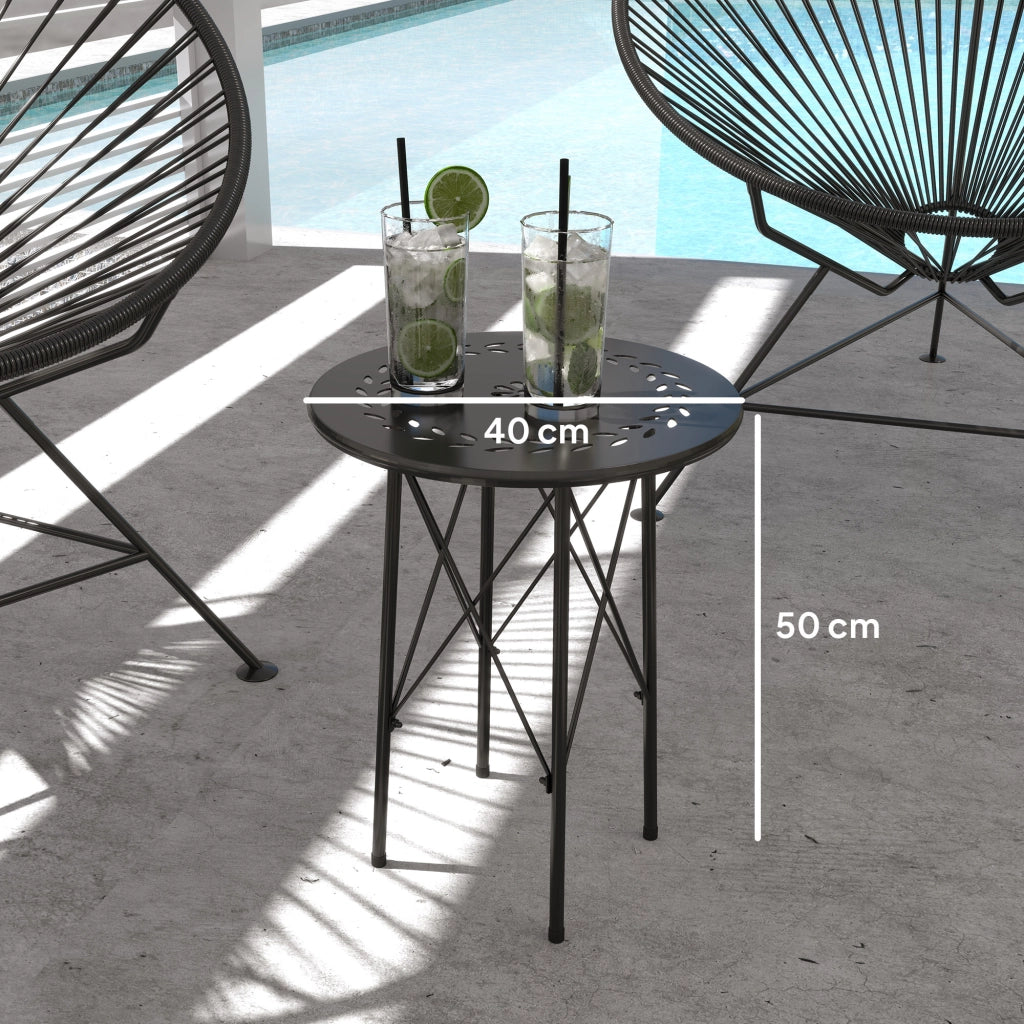 Tavolino da Giardino in Polyrattan ¨C Zephmum ¨C Nero ?40x50 cm