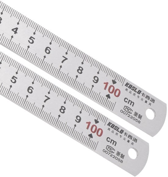 Misuratore Lineare 1 m Acciaio Inox - Doppia Misura - Progettazione Architettonica - Resistente Corrosione - Solido - Scatola di Appoggio - Righello