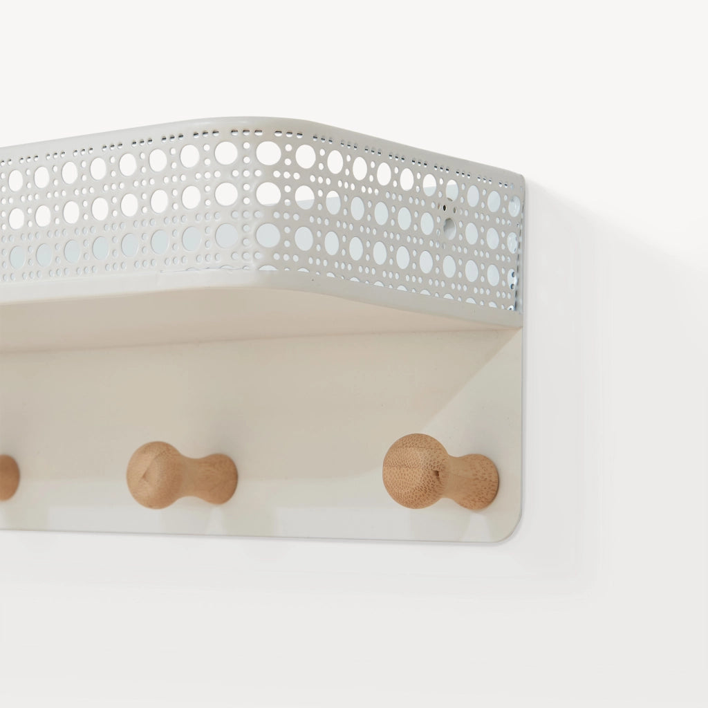 Appendiabiti da Parete Jäller con Mensola e 6 Ganci 60x14x12 cm Metallo - Bianco [en.casa]