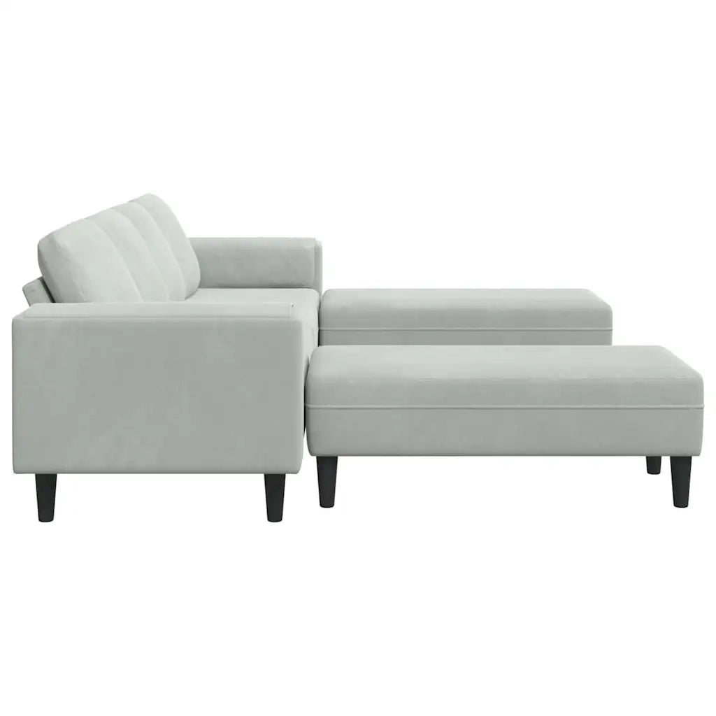 Set di divani 3 pcs Grigio chiaro Velluto