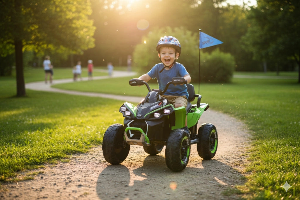 Quad Elettrico per Bambini ATV Safari Gold 24V fino a 60 kg con Telecomando Verde
